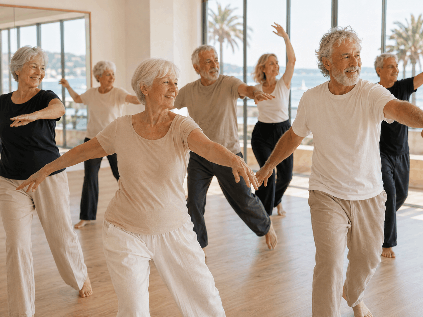 Cours senior en studio avec lumière de la Côte d'Azur